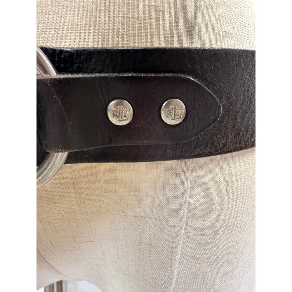 Lauren Ralph Lauren Dark Brown Genuine Leather O-Ring Buckle Belt Womens Large - Picture 11 of 13